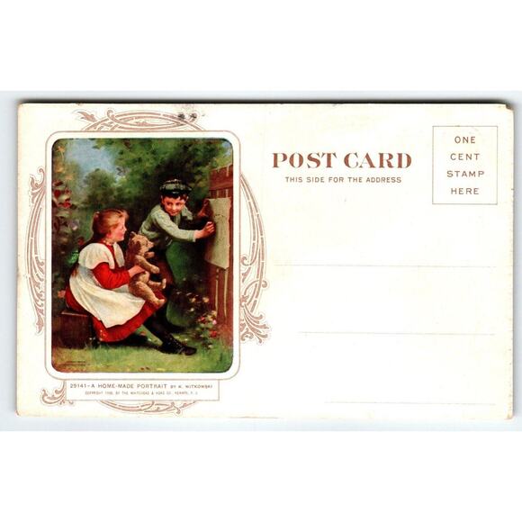 Boy Girl With Teddy Bear Advertising Postcard Cosmopolitan Relief Camden NJ 1908 - Picture 1 of 2